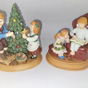Vintage Avon Christmas Memories Figurines Set of 2 1982 and 1983